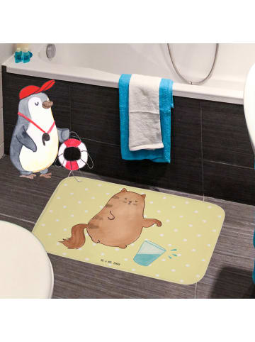 Mr. & Mrs. Panda Badteppich Katze Wasserglas ohne Spruch in Gelb Pastell
