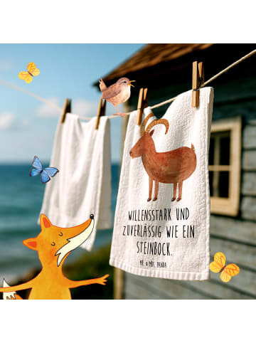 Mr. & Mrs. Panda Handtuch Sternzeichen Steinbock mit Spruch in Weiß