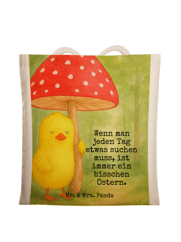 Mr. & Mrs. Panda Tote Bag Küken Fliegenpilz Design mit Spruch in Weiß