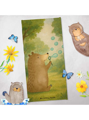 Mr. & Mrs. Panda Badetuch Bär Seifenblasen Design ohne Spruch in Blau Pastell