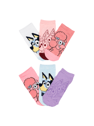 Bluey Kinder Mädchen Sneaker Socken 6er Pack in Mehrfarbig