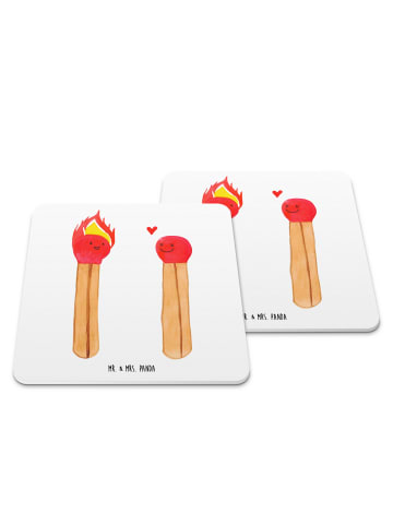 Mr. & Mrs. Panda Untersetzer für Gläser Streichhölzer ohne Spruch in Weiß