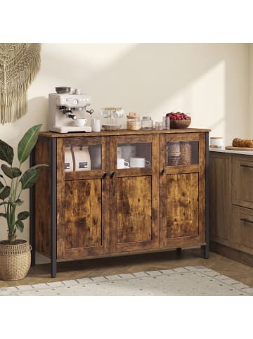 VASAGLE Sideboard Daxton in Vintagebraun-Tintenschwarz - (B)100 x (H)75 x (T)35 cm
