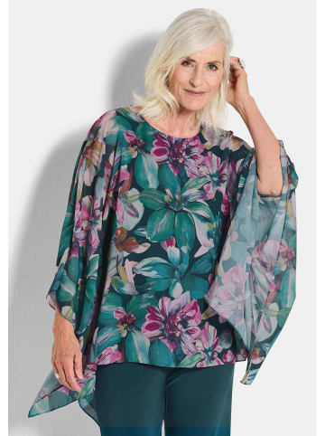 GOLDNER Blusenshirt mit Überwurf aus Chiffon in smaragd / gemustert