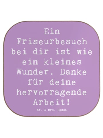 Mr. & Mrs. Panda Holzuntersetzer Spruch Friseur Wunder mit Spruch in Lavendeltraum