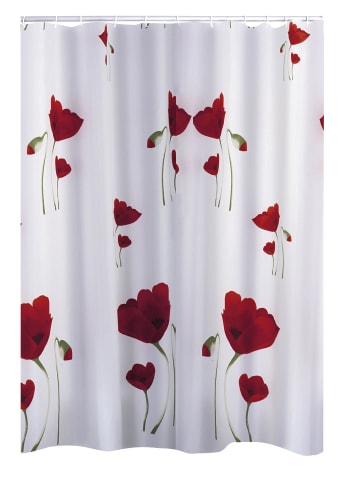 RIDDER Duschvorhang Textil Mohn rot 180x200 cm