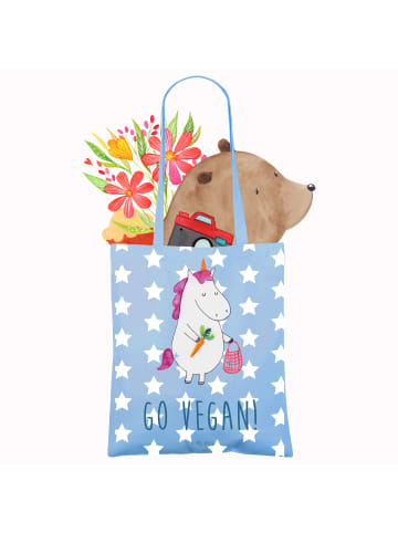 Mr. & Mrs. Panda Shopping Tasche Einhorn Vegan mit Spruch in Sky Blue