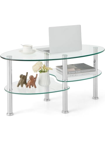 COSTWAY Couchtisch Glas 89x50x45cm in Transparent