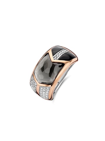 Ti Sento Milano Ring "mit Onyx bicolor rosevergoldet" in Silber