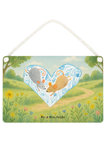 Mr. & Mrs. Panda Schild Mäuse Herz Design ohne Spruch in Weiß
