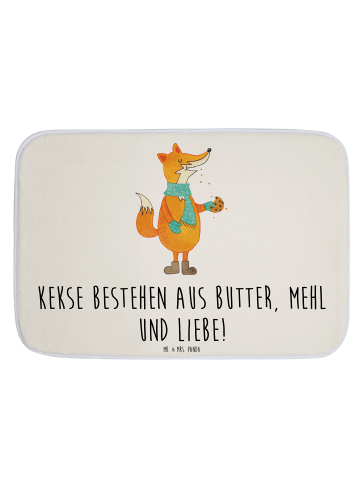 Mr. & Mrs. Panda Badteppich Fuchs Keks mit Spruch in Weiß