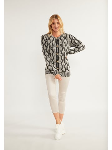 Usha Damen Strickjacke in Wollweiss Schwarz