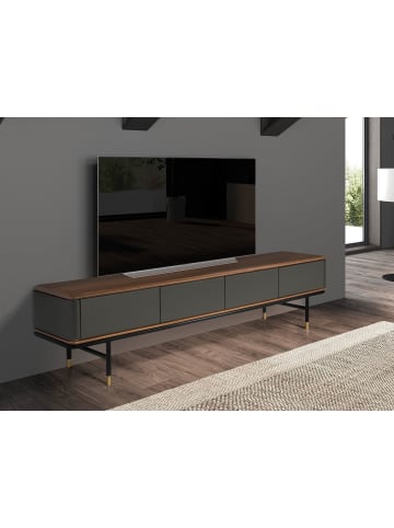 Angel Cerdá TV-Schrank 3265 in Dunkelgrau / Walnuss / Gold – (B)200 x (H)45 x (T)50 cm