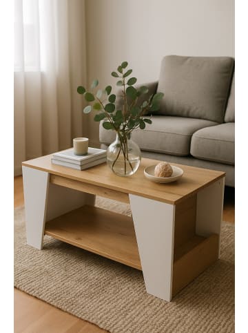 möbel-direkt Couchtisch In drei Dekorfarben in weiß/Eiche-Nachbildung