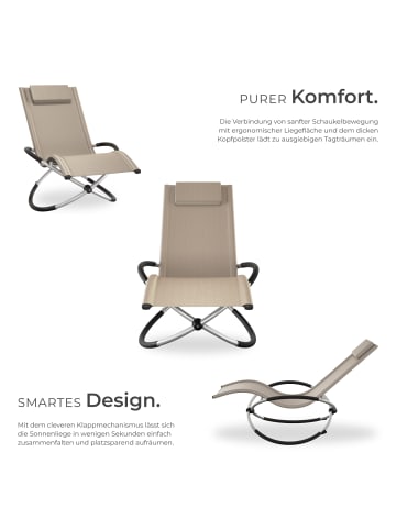 tectake ergonomische Sonnenliege, Belastbarkeit 150 kg, 150 x 73 x 93 cm