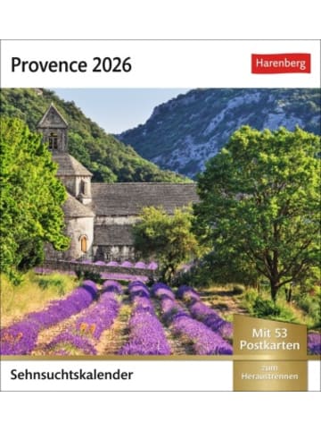 Harenberg Kalender - Provence Sehnsuchtskalender 2026 - Wochenkalender mit 53 Postkarten