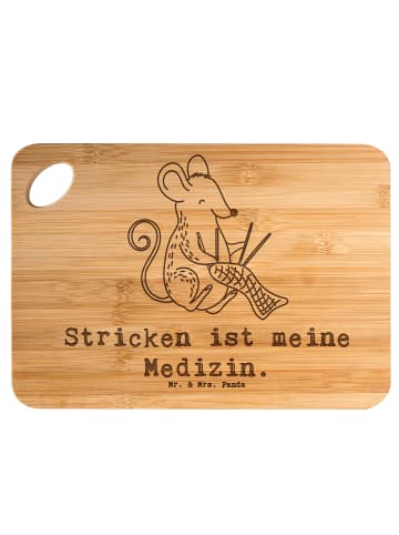 Mr. & Mrs. Panda Holzbrett Maus Stricken mit Spruch in Braun