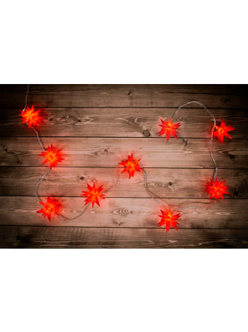 näve 9er-Outdoor-LED-Weihnachtslichterkette 3D-Sterne in Rot