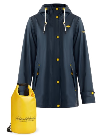 Schmuddelwedda Jacke + Tagesrucksack - Set in Marine Grau Melange