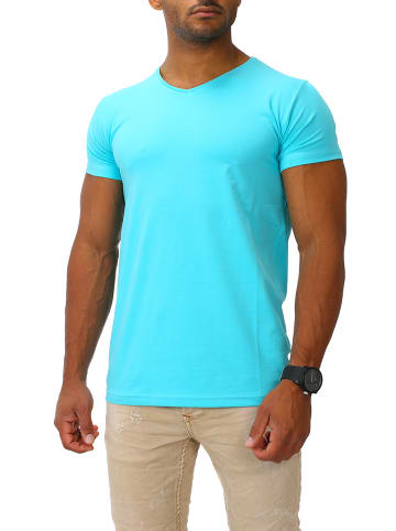 Joe Franks Joe Franks Joe Franks Herren Basic T-Shirts V-Neck HIGH in turquoise