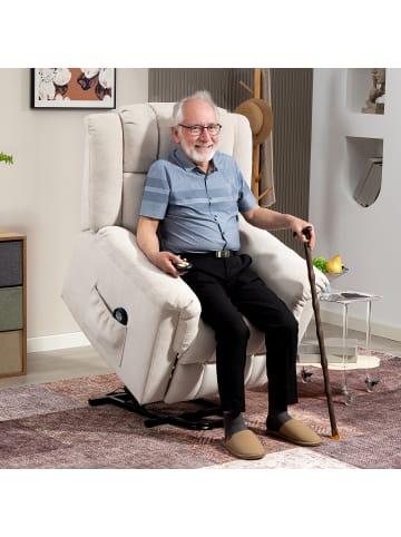 HOMCOM Relaxsessel mit Aufstehhilfe-91L x 85B x 104H cm-Beige