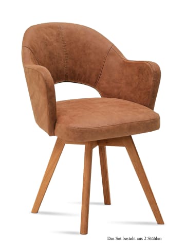 58 aufm Kessel ARMLEHNSTUHL (2er-Set) Dolly 59x87x61 Eiche geölt/Cognac