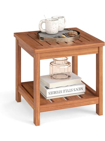 COSTWAY Gartentisch Holz 45 x 45 x 44 cm in Braun