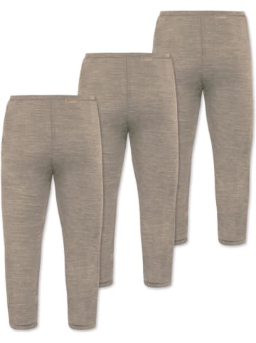 Normani Outdoor Sports 3er Pack Baby Merino Hose mit Füßen in Beige