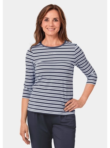 GOLDNER Shirt Ringelshirt mit U-Boot-Ausschnitt in marine / weiß / geringelt