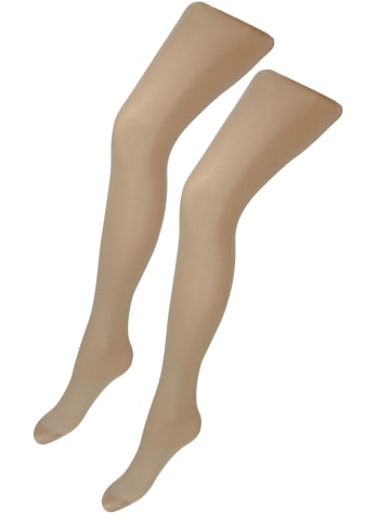 TupTam Mädchen Feinstrumpfhose Microfaser 40 DEN 2er Pack in beige
