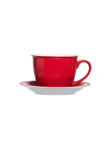 Ritzenhoff & Breker 6er Set Milchkaffee Tassen mit Untertassen Doppio in – 350 ml in Rot