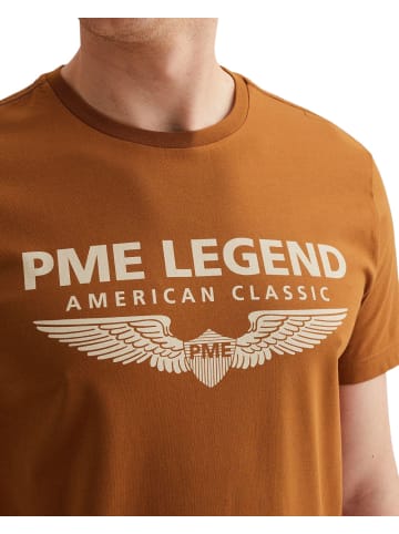 PME Legend T-Shirt SHORT SLEEVE R-NECK LOGO CARRIER in Braun