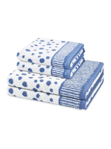 Ross 2 X Handtuch 2 X Duschtuch im Set Punkte allover in Blau