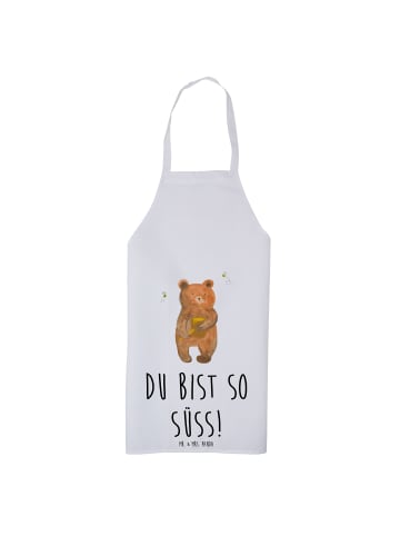 Mr. & Mrs. Panda Schürze Bär Honig mit Spruch in Weiß