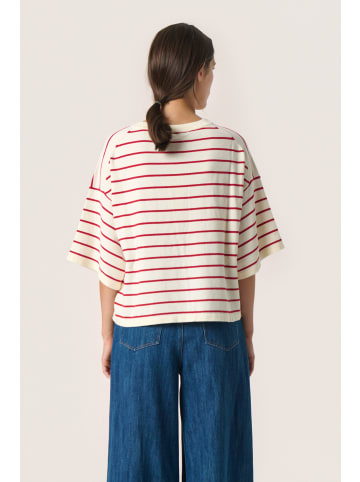 Soaked in Luxury Strickpullover SLSpina Baggy fit in White with Salsa Stripe