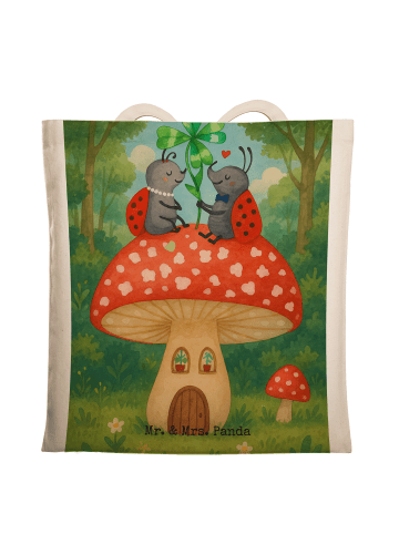 Mr. & Mrs. Panda Tüte Marienkäfer Fliegenpilz Design ohne Spruch in Weiß