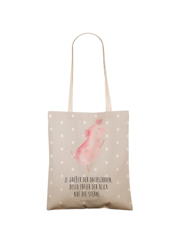 Mr. & Mrs. Panda Shopper-Tasche Axolotl Tanzen mit Spruch in Grau Pastell