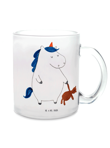 Mr. & Mrs. Panda Glas Tasse Einhorn Teddy ohne Spruch in Transparent