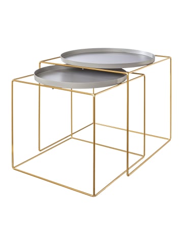 Creativ home 2er Set: Beistelltisch im aus Metall in gold-grau