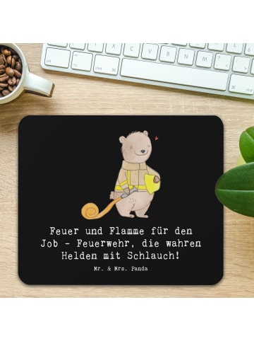 Mr. & Mrs. Panda Mousepad Feuerwehrmann Helden mit Spruch in Schwarz