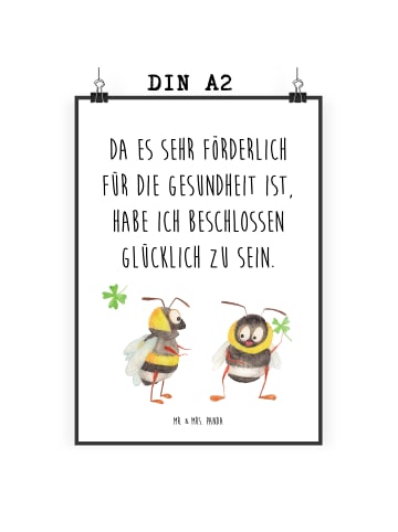 Mr. & Mrs. Panda Poster Hummeln Kleeblatt mit Spruch in Weiß