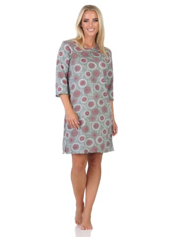 NORMANN Normann Damen Nachthemd fraulich in floralem Design - 88175 in hellgrau