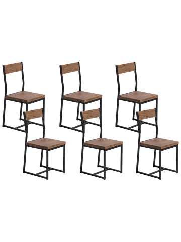 Beliani 6er-Set Esszimmerstuhl LAREDO in Braun/Schwarz