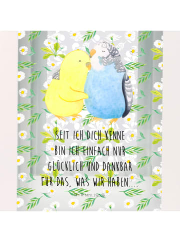 Mr. & Mrs. Panda Windlicht Wellensittich Liebe mit Spruch in Transparent