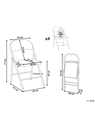 Beliani 4er-Set Konferenzstuhl SPARKS in Grau/Schwarz