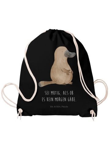 Mr. & Mrs. Panda Stofftasche Schnabeltier Mut mit Spruch in Schwarz