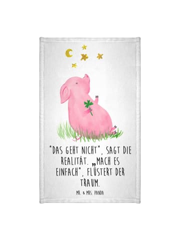 Mr. & Mrs. Panda Frotteehandtuch Schwein Glück mit Spruch in Weiß