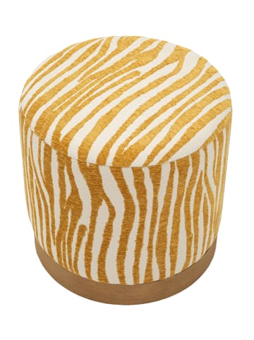 Mauro Ferretti Pouf aus weißem und senffarbenem Stoff, Ø 40 x 40 cm
