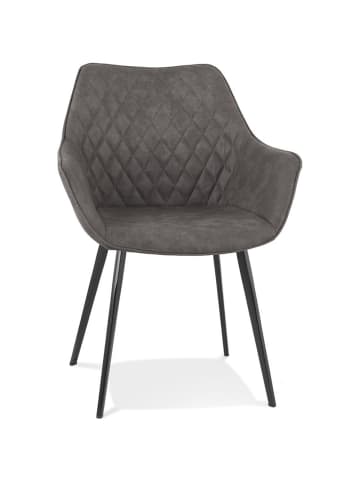 KADIMA DESIGN Esszimmerstuhl Mikrofaser Gepolstert, Metallbeine, Polsterstuhl in Anthrazit