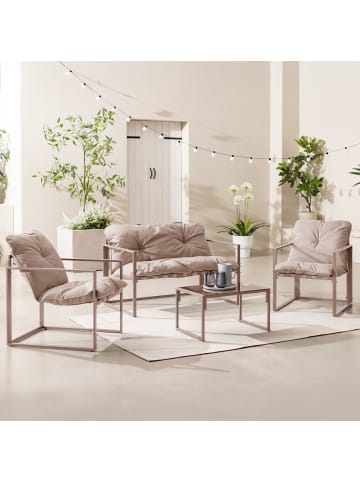 home24 Gartensitzgruppe Savva 4-teilig in Beige